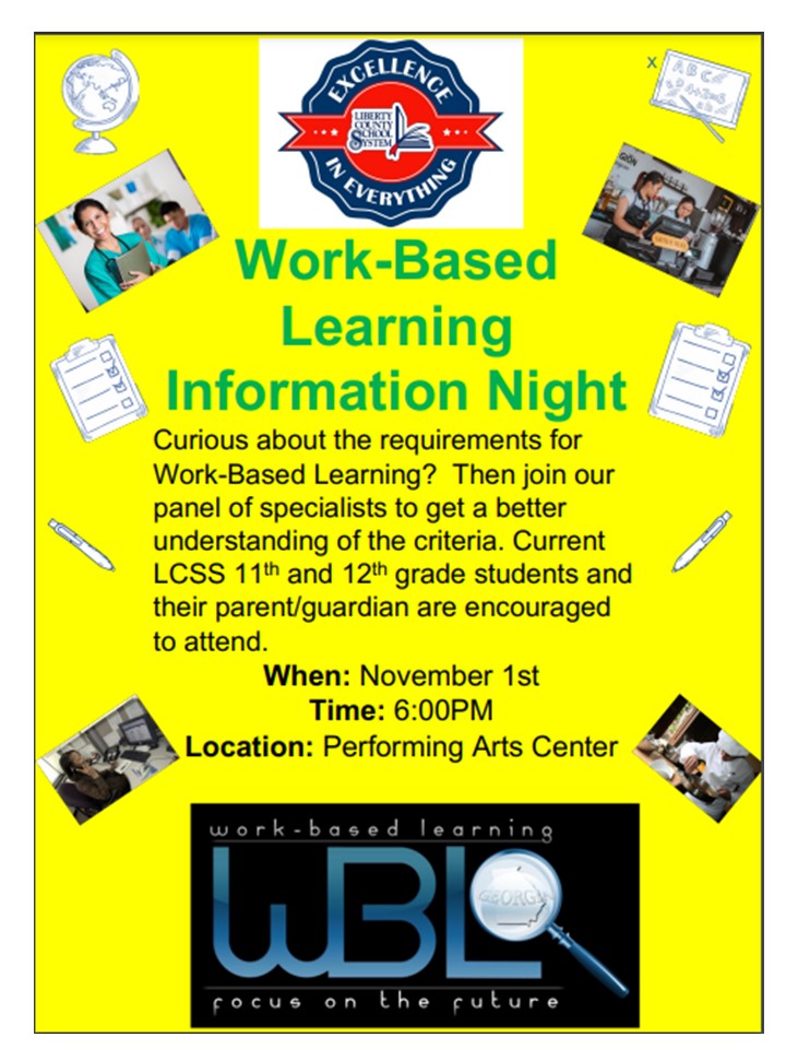 Have a job? Looking for a job? Interested in getting high school credit for working?  Come join us for the WBL Information Night, Nov. 1st at the PAC!