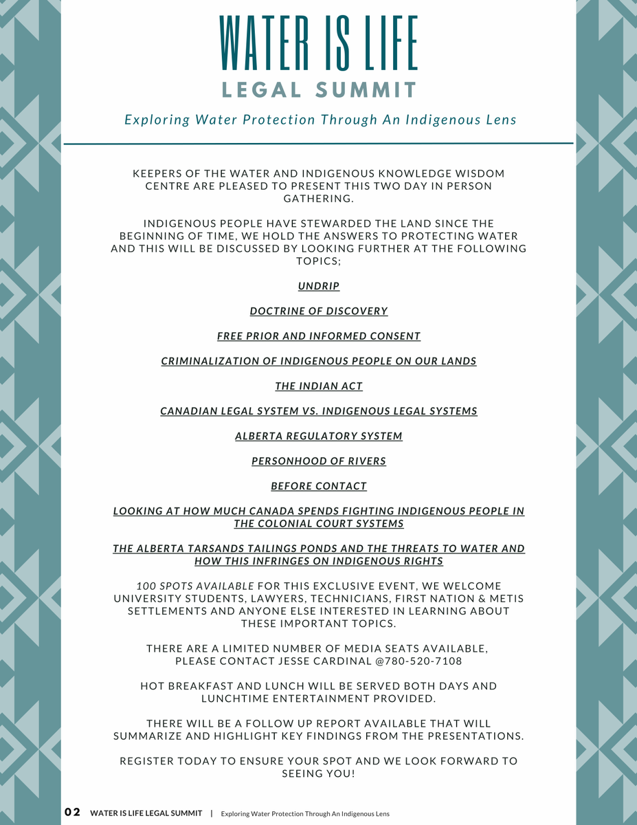 KeepersOfWater's tweet photo. The price for the upcoming Water is Life, Legal Summit hosted by @IKWC1 &amp; us has been reduced!
$100 gets you full access to this Traditional Knowledge-packed event!
Tickets here: https://t.co/wkKWgU1AtL
#WaterIsLife #LegalSummit #UNDRIP #FPIC #IndigenousKnowledge #TEK #NDNscience https://t.co/PaWaxp07sD