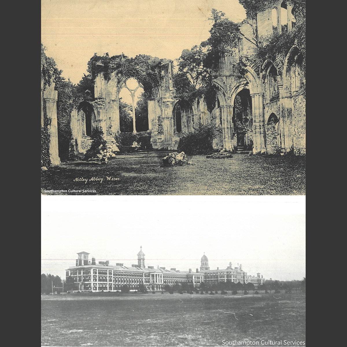 These photos are of Netley Abbey and the Royal Victoria Hospital, both said to be haunted by ghosts, the abbey by a monk guarding treasure hidden there and the hospital by a nurse mourning her dead lover #Southampton #SotonAfterDark #Halloween #Ghosts #Netley