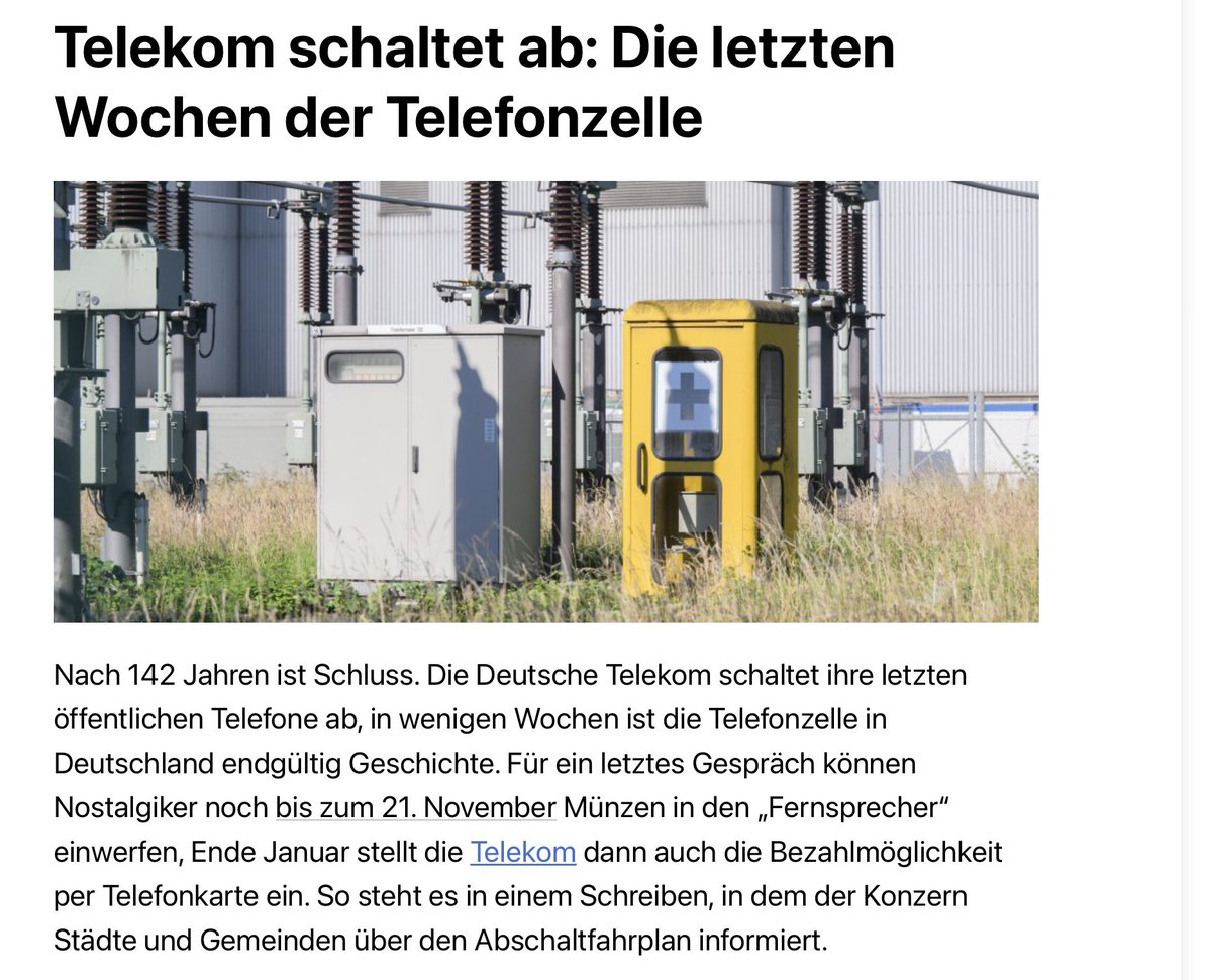 Nun das Aus. Ein Teil der Geschichte der Kommunikation in unserem Land geht zu Ende.

Für die Generation Handy schon nicht mehr vorstellbar.