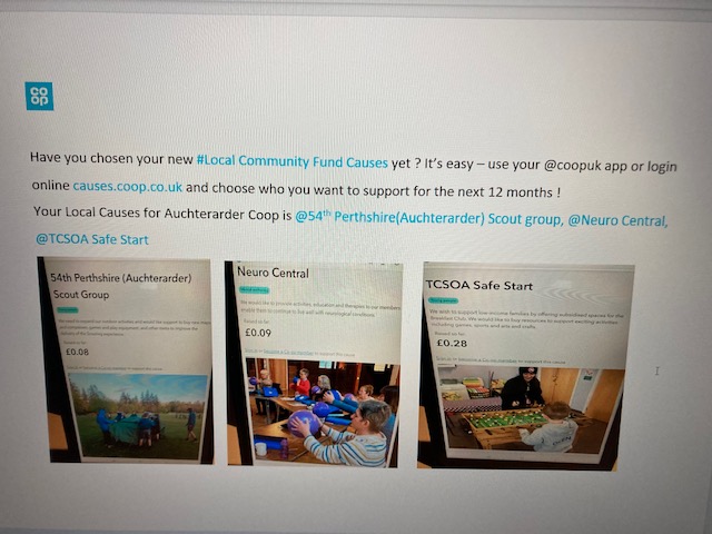 #community #localcauses #ItsWhatWeDo
It's time to choose your new local cause to benefit from the Auchterarder Co-op Community Fund 2022/23 
@kevyn_robertson 
 
@CharlieMcarthur
 
@Tom_MPM
 
@maria_dryburgh