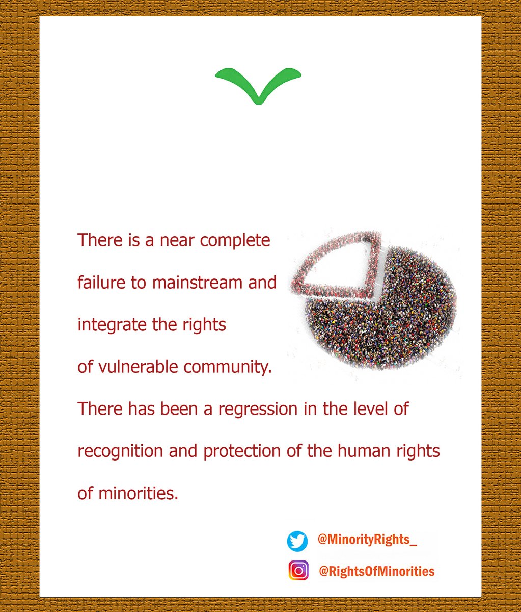 MinorityRights_'s tweet photo. There is a near complete failure to mainstream and integrate the rights of vulnerable people.
There has been a regression in the level of recognition and protection of the human rights of minorities. https://t.co/y5bePzg3vs