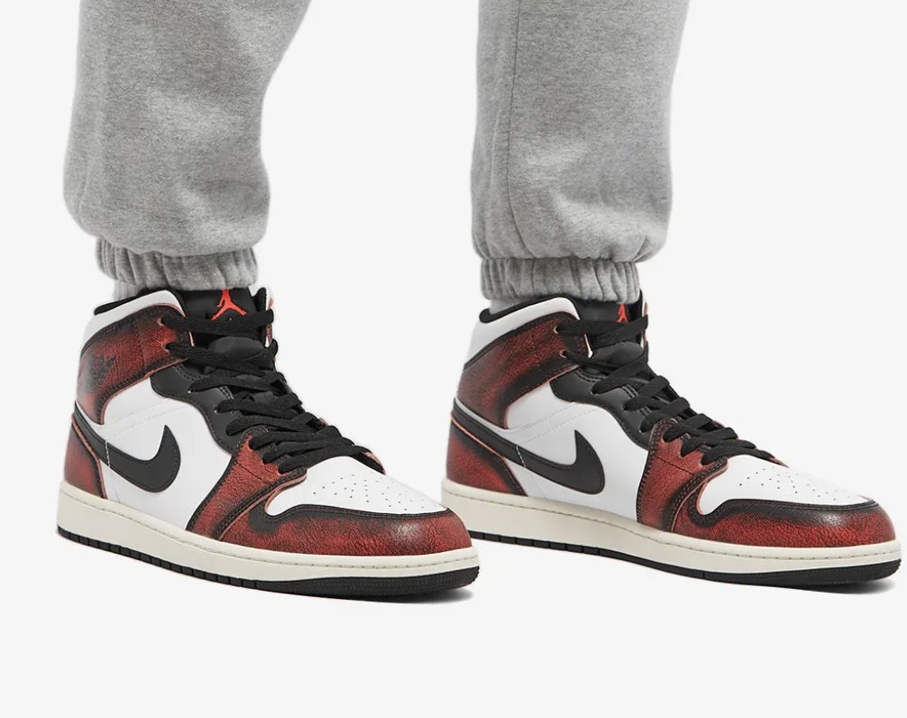 jordan 1 mid infrared 23 wear away