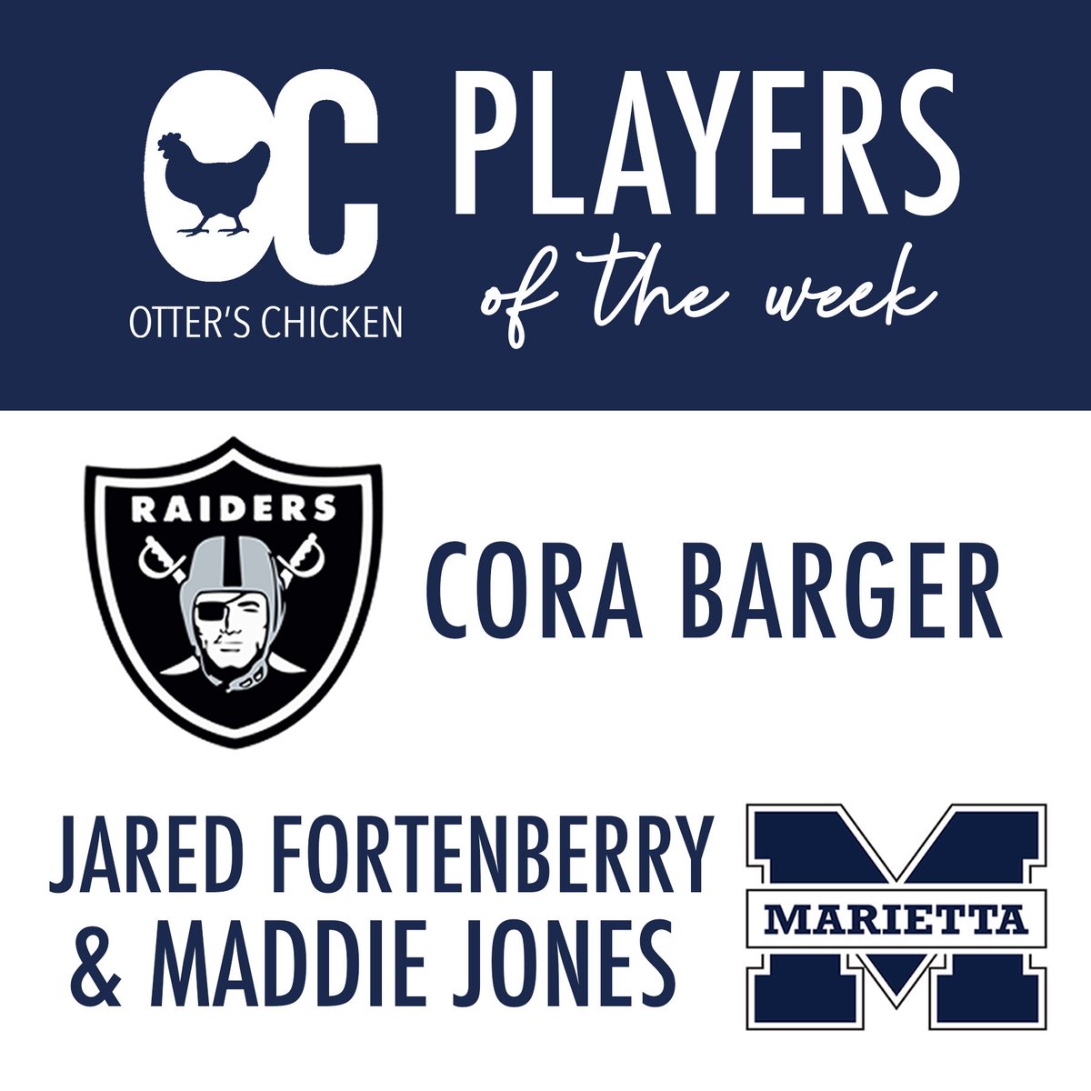 Check out the #PlayersofTheWeek from our Avenue West Cobb location! Enjoy your FREE meal at Otter's! 🐔