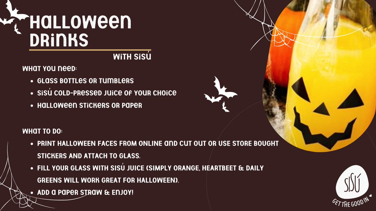 We thought we'd share a fun idea to give kids a healthier option this Halloween. 🎃

Our cold-pressed juices are a great healthy drinks option and with a little bit of 'witchcraft' can look very spooky!👻

#halloween #supportirish #halloweendrinks #halloweenideas #midtermbreak