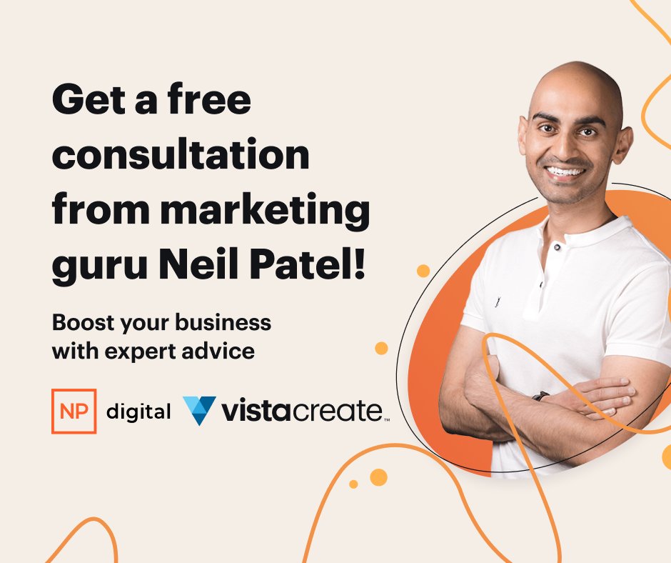 VistaCreate (@vistacreate) on Twitter photo VistaCreate and <a href="/neilpatel/">Neil Patel</a> have partnered up to help you grow your business through great designs and impactful digital marketing strategies. Win a free consultation with Neil Patel and annual plan to VistaCreate Pro: bit.ly/3sF9fJH
#neilboostmybusiness VistaCreate and <a href="/neilpatel/">Neil Patel</a> have partnered up to help you grow your business through great designs and impactful digital marketing strategies. Win a free consultation with Neil Patel and annual plan to VistaCreate Pro: bit.ly/3sF9fJH
#neilboostmybusiness