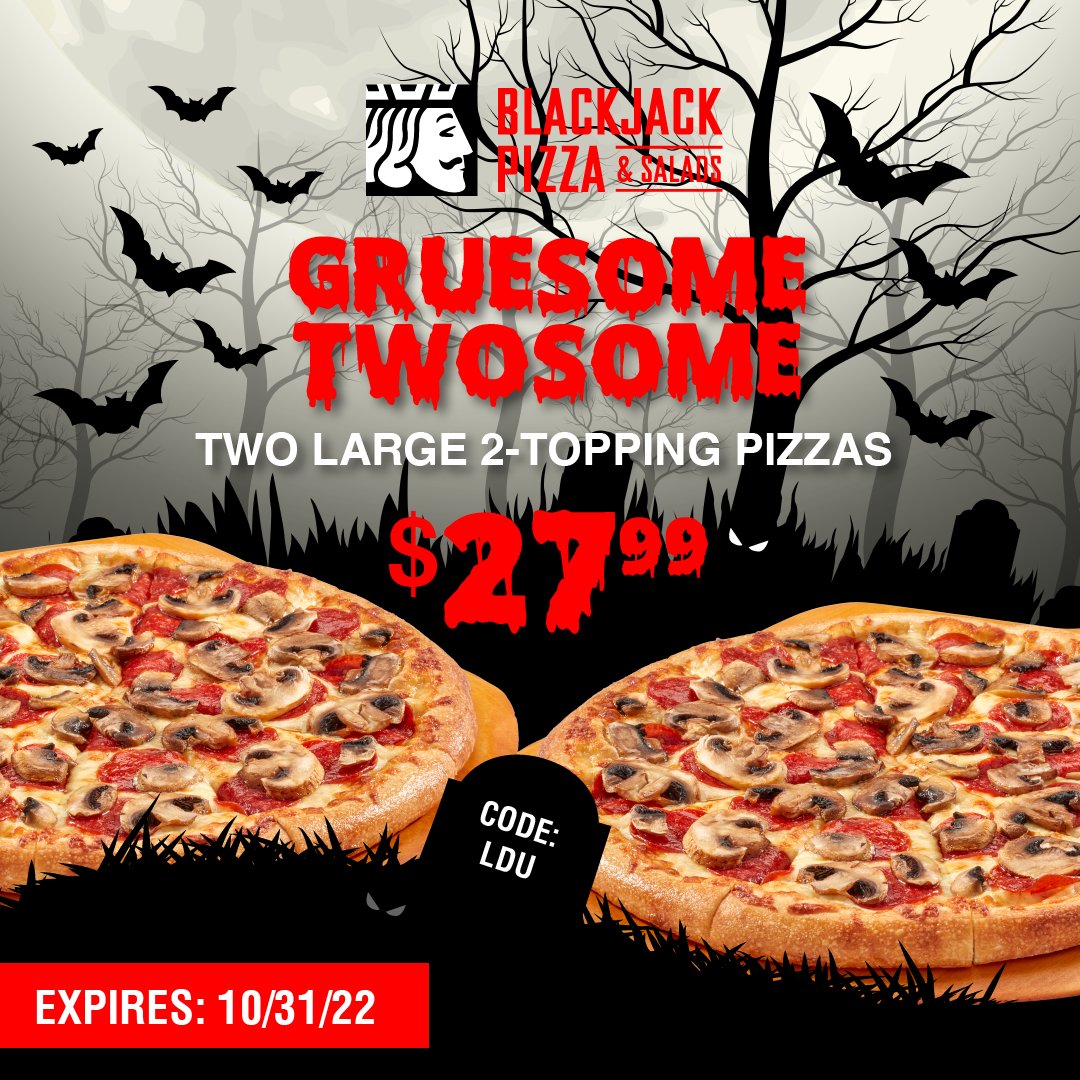 BlackjackFL's tweet photo. Don't miss it. Only a few days left. 
Two large, 2-Toppings Pizzas for $27.99
Order now:
https://t.co/afLDsqyk4T https://t.co/c4oeUrc3tq