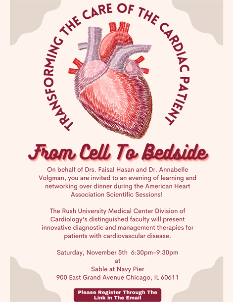 AnnabelleVolgman MD (@avolgman) on Twitter photo Going to #AHA22? Join us for dinner Sat 11/5 & learn about the latest innovative care <a href="/RushMedical/">Rush University System for Health</a> <a href="/RUSHCardiology/">RUSH Cardiology</a> Learn from <a href="/SHDcathman/">clifford jay kavinsky</a> <a href="/RupaSanghaniMD/">Rupa Sanghani</a> <a href="/psharmadoc/">Parikshit S Sharma, MD, MPH, FACC, FHRS</a> & others! Get a gorgeous view of Chicago from the Sable Hotel at Navy Pier!
Register now:
bit.ly/3Vpnks0 Going to #AHA22? Join us for dinner Sat 11/5 & learn about the latest innovative care <a href="/RushMedical/">Rush University System for Health</a> <a href="/RUSHCardiology/">RUSH Cardiology</a> Learn from <a href="/SHDcathman/">clifford jay kavinsky</a> <a href="/RupaSanghaniMD/">Rupa Sanghani</a> <a href="/psharmadoc/">Parikshit S Sharma, MD, MPH, FACC, FHRS</a> & others! Get a gorgeous view of Chicago from the Sable Hotel at Navy Pier!
Register now:
bit.ly/3Vpnks0