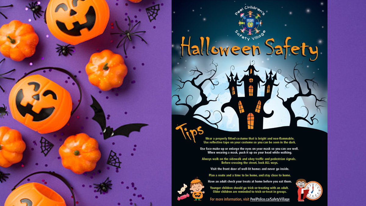 Wishing everyone who will be trick-or-treating a Spook-tacular Halloween!! See below for some #HalloweenSafety tips to help kids to #beseen and #BeSafe 🎃🍬🍭