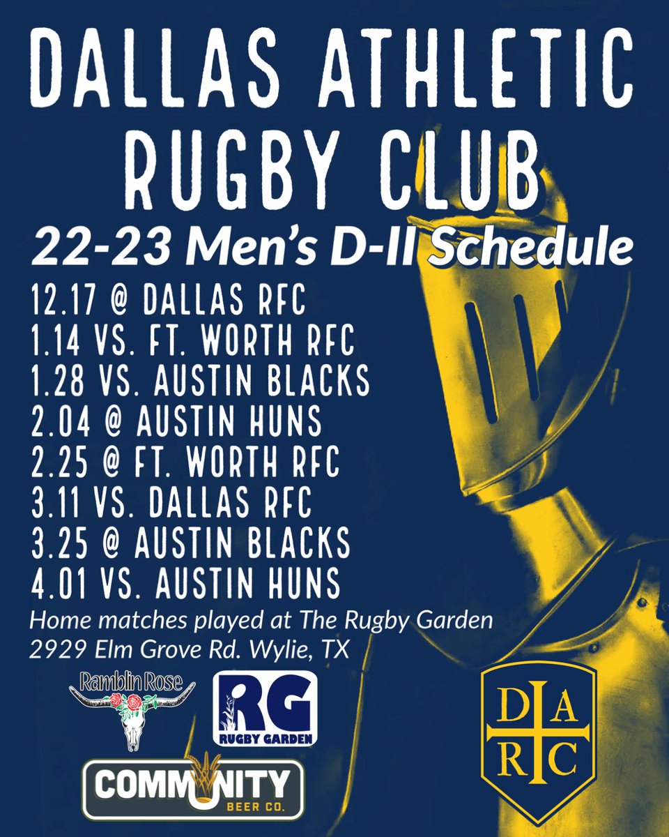 darcrugby's tweet photo. SCHEDULE ANNOUNCEMENT!
Here is the Knights D2 Cup Schedule for the 2022-2023 season! Additional friendly matches may be added, so follow for updates
#JoinTheDARCside https://t.co/FkQXDRnxES