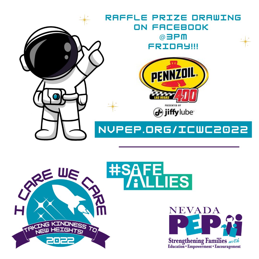 NevadaPEP's tweet image. 🤩RAFFLE DRAWING TODAY🤩

Submit your messages of kindness at nvpep.org/icwc2022_launc… to be entered into today&apos;s drawing for gift cards to Red Lobster, Sprouts, PF Chang&apos;s, LV Motor Speedway and more!

Drawing is at 3pm today on our Facebook page!

#ICWC2022 #NevadaPEP