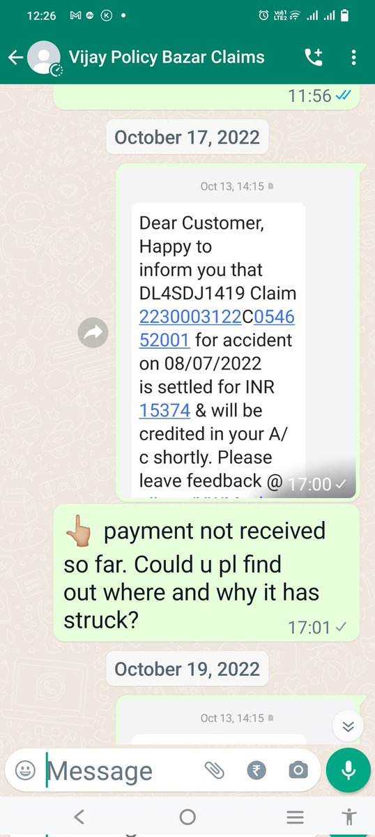arvinarora's tweet photo. @policybazaar @policybazaar #Insurance Policybazaar is apathetically indifferent in getting reimbursement from @UnitedIndiaInsu Vipul Trade Centre Gurugram Since 22.07.2022. My already approved Accident reimbursement claim is not paid. Despite several mails,calls and what's app to PB employees https://t.co/BKXE5hVu8a