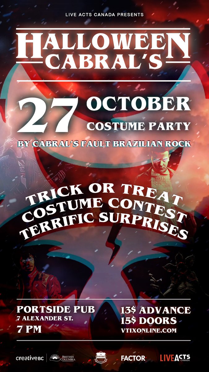Liveacts is super excited to present Cabral Fault's Halloween Costume Party! Information below:

vtixonline.com/cabrals-costum…

#ThePortsidePub #HalloweenParty #CabralsFault #CostumeParty #LiveActs #VtixOnline
