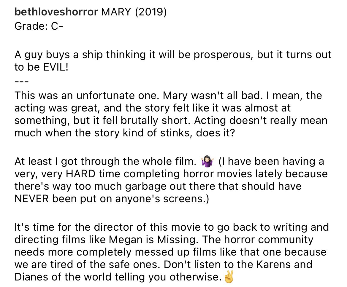 HorrorLovesBeth's tweet photo. My Review of the Horror/Mystery Movie Mary: #horrorfilm #horrormovie #michaelgoi #horrorfamily #horrorfans https://t.co/tF27LrJ15r