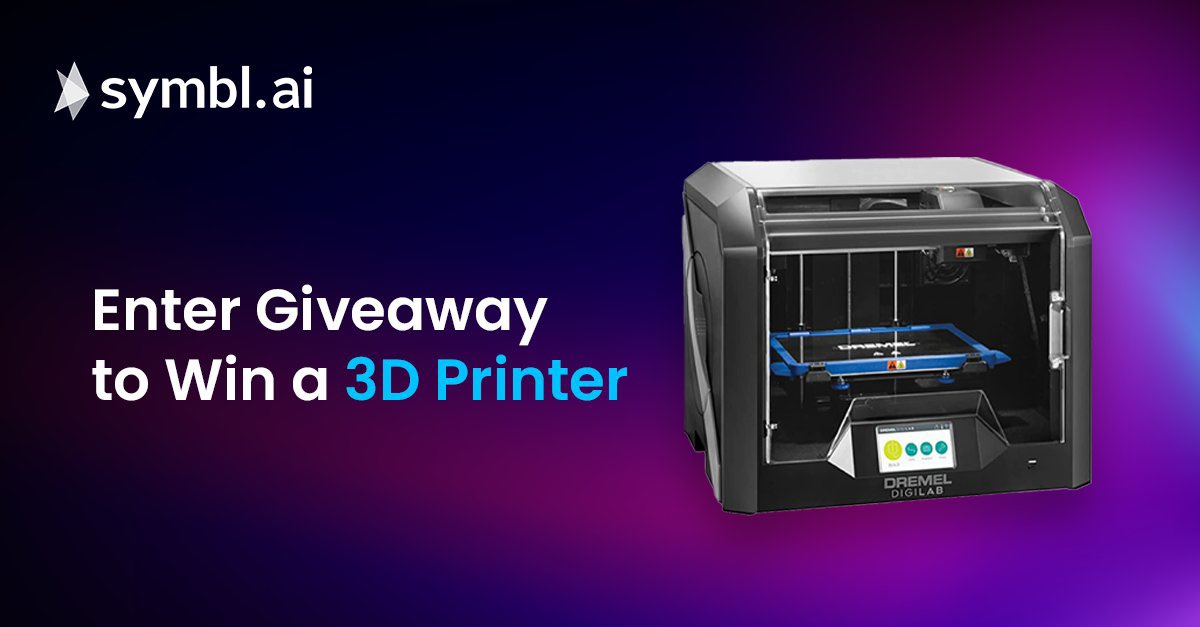 🥁 The winner for our 3D Printer Giveaway at @APIWorld is… 👏🥳 JINNY JUNG 🥳👏 Thank you for participating and stopping by our booth to chat with our team and learn more about Symbl. BIG thanks to all who entered 🙏 Hope you enjoyed your time at the event. Till next time!