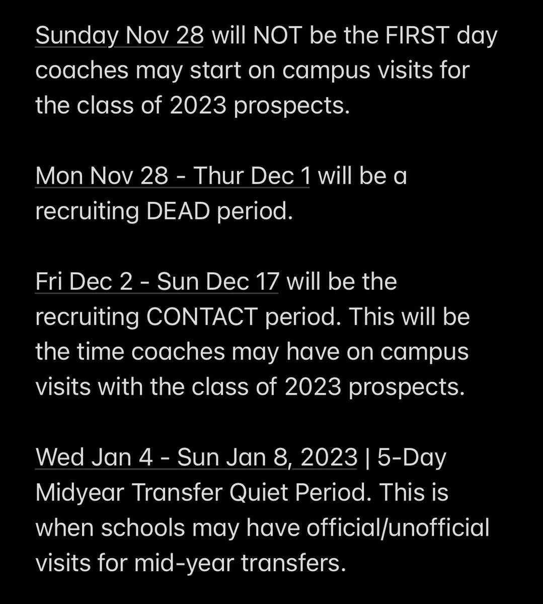 RECRUITs: See the NEW FBS/FCS recruiting calendar for November and January moving forward in the coming months. #Recruiting101