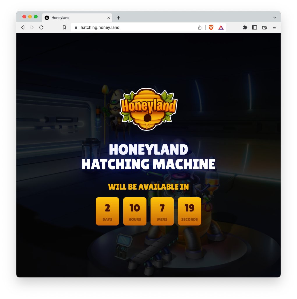 HoneylandHQ's tweet photo. Hatching Machine launches on Oct 31st. 

Get ready to hatch your eggs and meet you new best friends! 

Details in the Discord! 🐝🐝 https://t.co/mknOpwxHHj