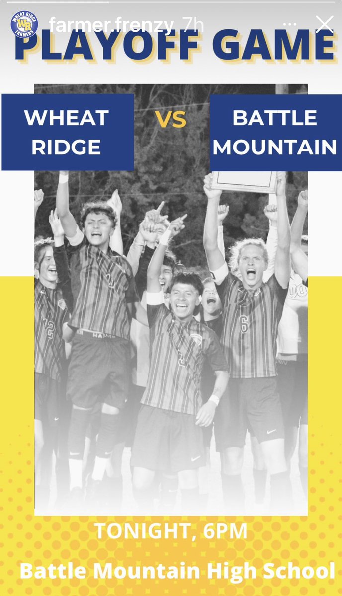 GAMEDAY! 1st rd State Tourney at Battle Mountain 6pm Go Farmers <a href="/farmerchampions/">WRHS Athletics</a> <a href="/JeffcoAthletics/">Jeffco Athletics</a> <a href="/WheatRidgeAD/">Jason Campbell</a>