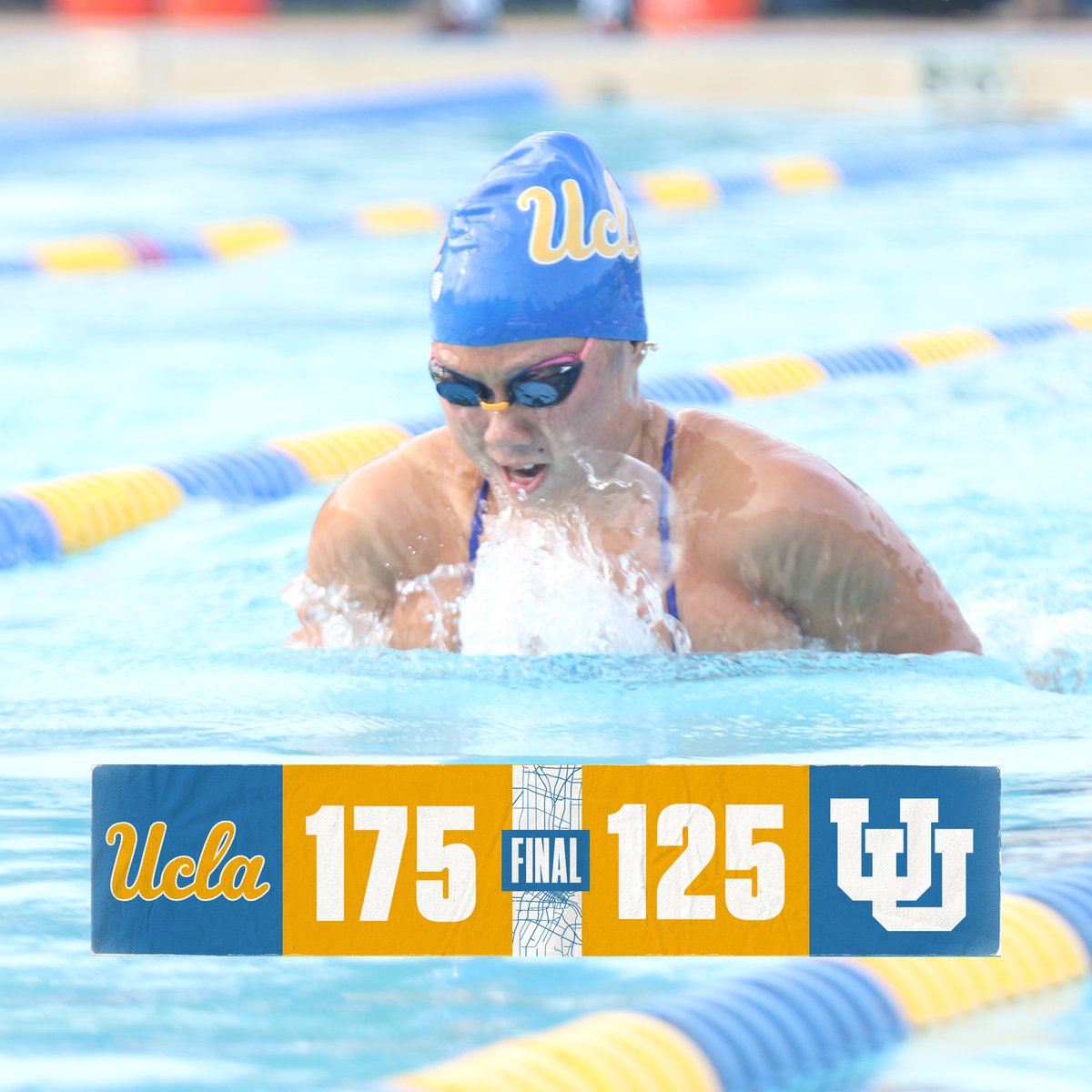 UCLASwimAndDive's tweet image. FINAL: UCLA 175, Utah 125

The Bruins move to 2-0 on the year with a road win in Salt Lake City!

#GoBruins | #SomethingsBruin