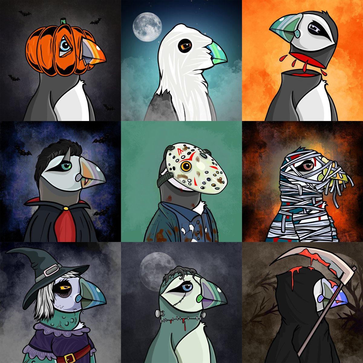 PoppinPuffins's tweet photo. Halloween has arrived at Cliff Colony! 🎃 

We're giving away these ghoulish Halloween Puffins!

Hand drawn by @TheOlifants 

How to win👇 https://t.co/Klif1Z3bi8