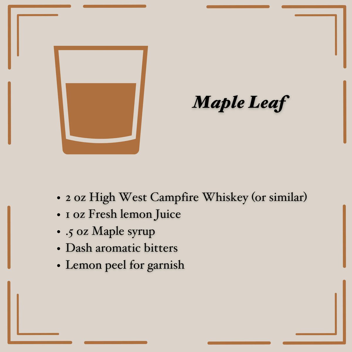 Make_Muddle's tweet photo. Three days til Halloween y'all! The Maple Leaf, a whiskey-based cocktail, combines the brightness of citrus with maple syrup. #cheersyall #halloweencocktails #disdelosmuertos https://t.co/thwp6ApAa1