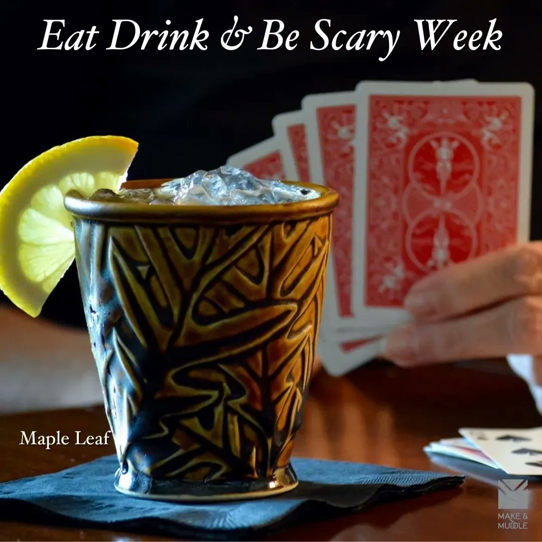 Make_Muddle's tweet photo. Three days til Halloween y'all! The Maple Leaf, a whiskey-based cocktail, combines the brightness of citrus with maple syrup. #cheersyall #halloweencocktails #disdelosmuertos https://t.co/thwp6ApAa1