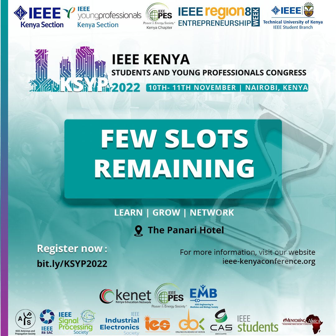 Have you booked your slot yet for the biggest and grandest professionals' event in town this November?...Time is running out! #ieeekenya #ksyp