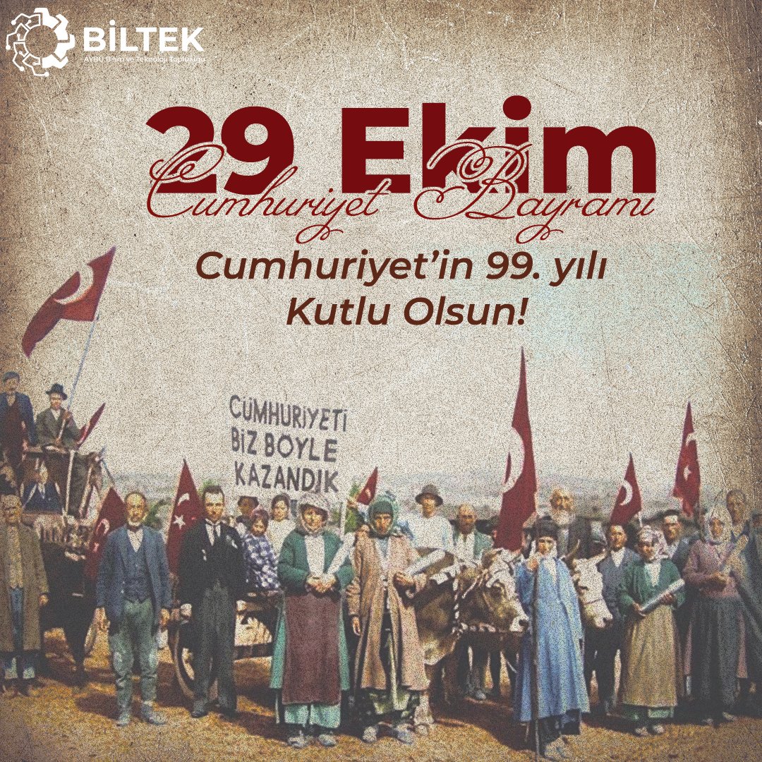 "Az zamanda çok büyük işler yaptık. Bu işlerin en büyüğü, temeli Türk kahramanlığı ve yüksek Türk kültürü olan Türkiye Cumhuriyeti’dir.(1933)"

29 Ekim Cumhuriyet Bayramı'mızın 99.yılı kutlu olsun 🇹🇷

#BİLTEK #ybu #aybü #29EkimCumhiyetBayramı
