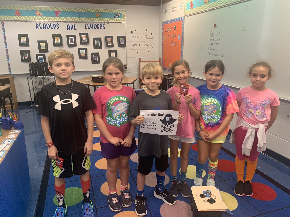 We Broke Out!!!  Another fun challenging math <a href="/breakoutEDU/">Breakout EDU</a> completed by these Starfish!  There was so much engagement happening in our room today!! <a href="/LaurelOakElem/">Laurel Oak Elem.</a>