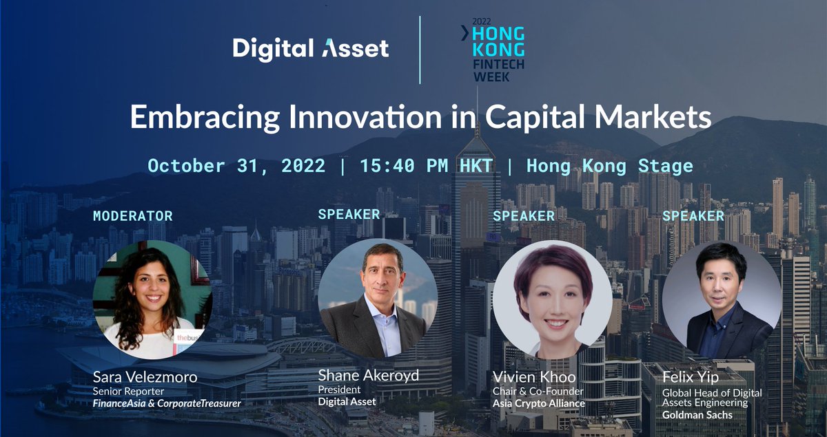 #HKFTW is quickly approaching – mark your calendars to join Shane Akeroyd from Digital Asset, experts from <a href="/GoldmanSachs/">Goldman Sachs</a>, and the Asia Crypto Alliance on the Hong Kong Stage 10/31 as they discuss the shift in innovation across capital markets. hubs.li/Q01pBk9N0