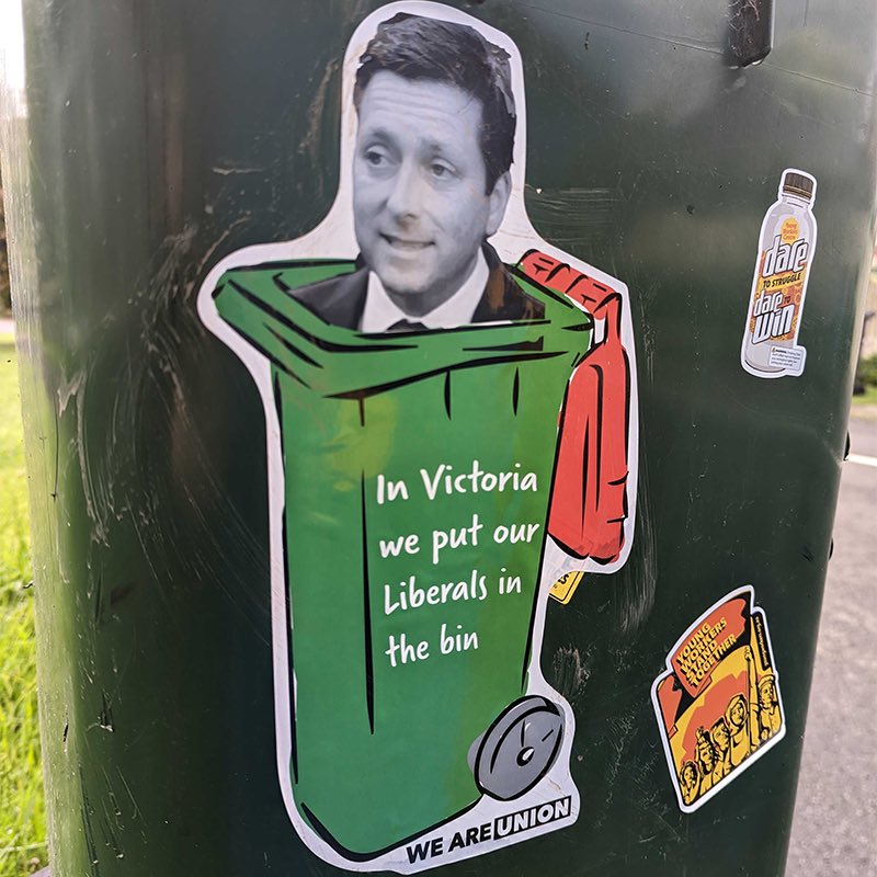 Some recyclables are better than others: ✅ Cardboard ✅ Milk containers ❌ Liberal leaders Pick up a free sticker from Trades Hall, or order online here: weareunion.org.au/shop#!/Liberal… #springst
