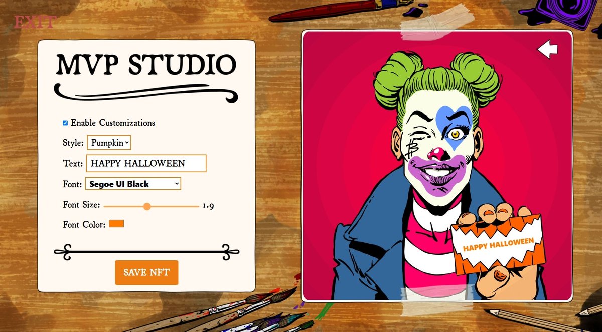 RoyalSocietyOP's tweet photo. 🚨 MVP Studio Beta 1 is LIVE! 🚨

#MVPNFT holders w/the “Business Card” trait can customize their cards: https://t.co/Y1EHYlkdfk

Pick the text, font + style like 🎃

Quote tweet this w/ your #Halloween themed MVP + #MVPStudio ht &amp; get 50 #ROYAL (Ends 11:59pm ET 10/31)

#BestDevs https://t.co/2IIygh7qpa