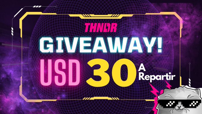 😎Les traigo nuevo GIVEAWAY gracias a #THNDR⚡️

Son $30 ($10 por ganador) a repartir en #Bitcoin via #Lightning⚡️

Pasos:
1.Like+RT a este tweet
2.Sigue a <a href="/THNDRGAMES/">THNDR</a>
3.Etiqueta a 2 amigos en este tweet usando el hashtag #THNDR

¡Mientras más etiquetes,más chance tienes de ganar!