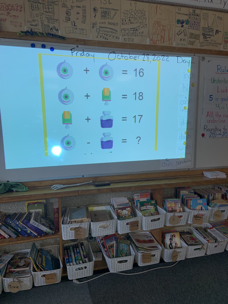 mrs_meloche's tweet image. Fun math problems today with Halloween solvemoji in 2/3M. Working together to try and solve the missing numbers. #problemsolvingfun @D_M_Eagle