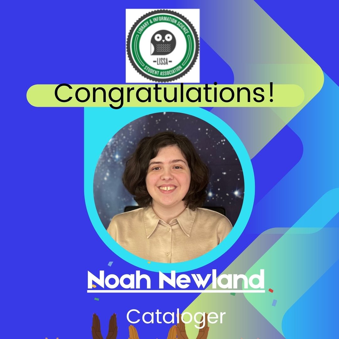 UNTLISSA's tweet photo. Congratulations to LISSA member Noah Newland who is now working as a cataloger for the Moving Imagery Repository (MORI) that contracts with NASA’s Johnson Space Center. Noah obtained this position after applying for the position from the weekly LISSA Newsletter. Congratulations! https://t.co/OvdKBOIJjV