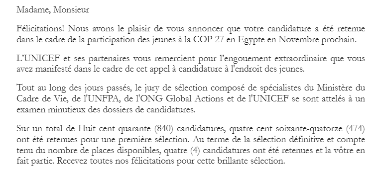 rachadsanoussi's tweet photo. 🙌 Je suis très heureux de vous annoncer officiellement que je fais partie des 4 jeunes délégués retenus  dans le cadre de la participation des jeunes béninois 🇧🇯 à la #COP27 en Egypt en Novembre prochain. 

#RoadToCOP27 #JeunesseBéninoise #Youth4Climate #COP27 #Team229 #MCVDD https://t.co/b2W5USmhNT