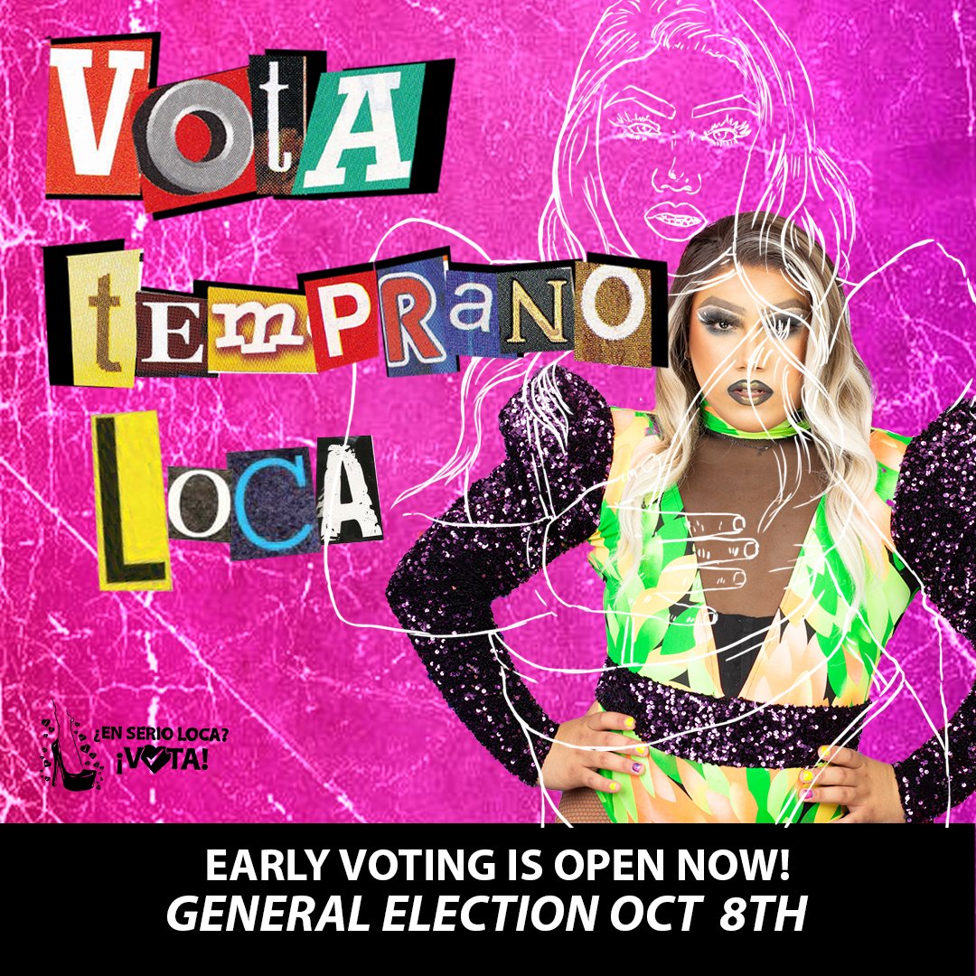 QLatinx (@qlatinx) on Twitter photo LOCA'S Vote Matter.
Vote Early.
¡VOTA Temprano!
Text VOTER to 26797 or visit iamavoter.com
to find out early voting options
and make a plan to vote.
#votaloca #vote #queervote #election2022 @thec4aa @qlatinx
@iamavoter <a href="/voteearlyday/">Vote Early Day</a> LOCA'S Vote Matter.
Vote Early.
¡VOTA Temprano!
Text VOTER to 26797 or visit iamavoter.com
to find out early voting options
and make a plan to vote.
#votaloca #vote #queervote #election2022 @thec4aa @qlatinx
@iamavoter <a href="/voteearlyday/">Vote Early Day</a>