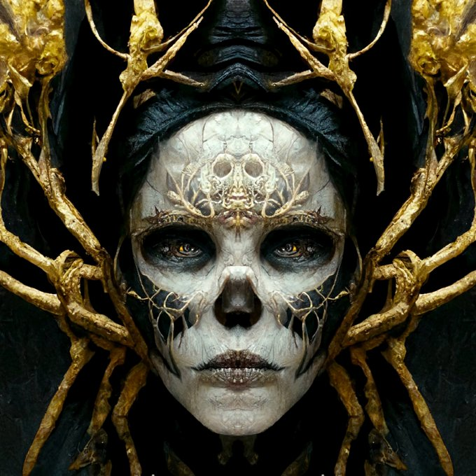 Good night my lovely souls, sleep well and we see us tomorrow again🌹 👑Empress of the Spiders🕷️ 1/1 is now live on @objktcom For todays #DarkArtRising exhibition at @SuperchiefNFT Gallery in LA Curated by @ScorpioArise objkt.com/asset/KT1Fjz8h… #1of1