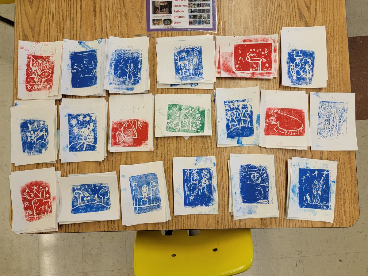 1st grade--first efforts in printmaking!
