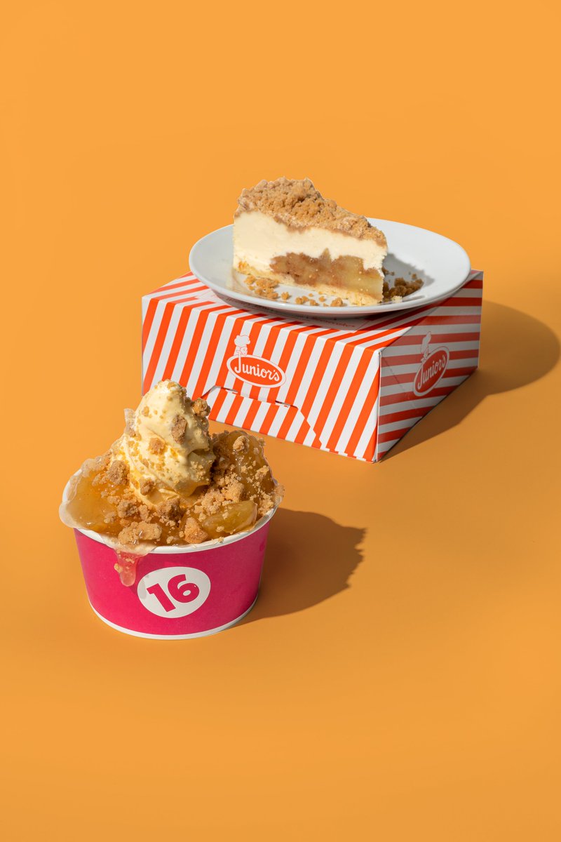 Pair the Cheesecake Ice Cream you  know and love—inspired by The World's Most Fabulous Cheesecake™ from <a href="/JuniorsCheeseck/">Junior's Cheesecake - Restaurant & Bakery</a> 's—with new, bakery toppings to build your own Apple Crumb Cheesecake Sundae this fall!