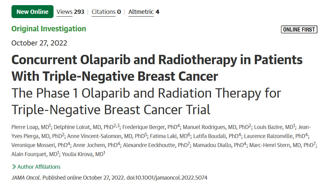 Great to see that PARP inhibitor olaparib ➕#radiotherapy is making progress‼️ At least in #breastcancer where it seems well tolerated #bcsm How about other #cancer types❓🙏 #radonc #radbio #RTdrugcombo @ProfAJChalmers @finn_corinne @KimpleRandall ➡️jamanetwork.com/journals/jamao…