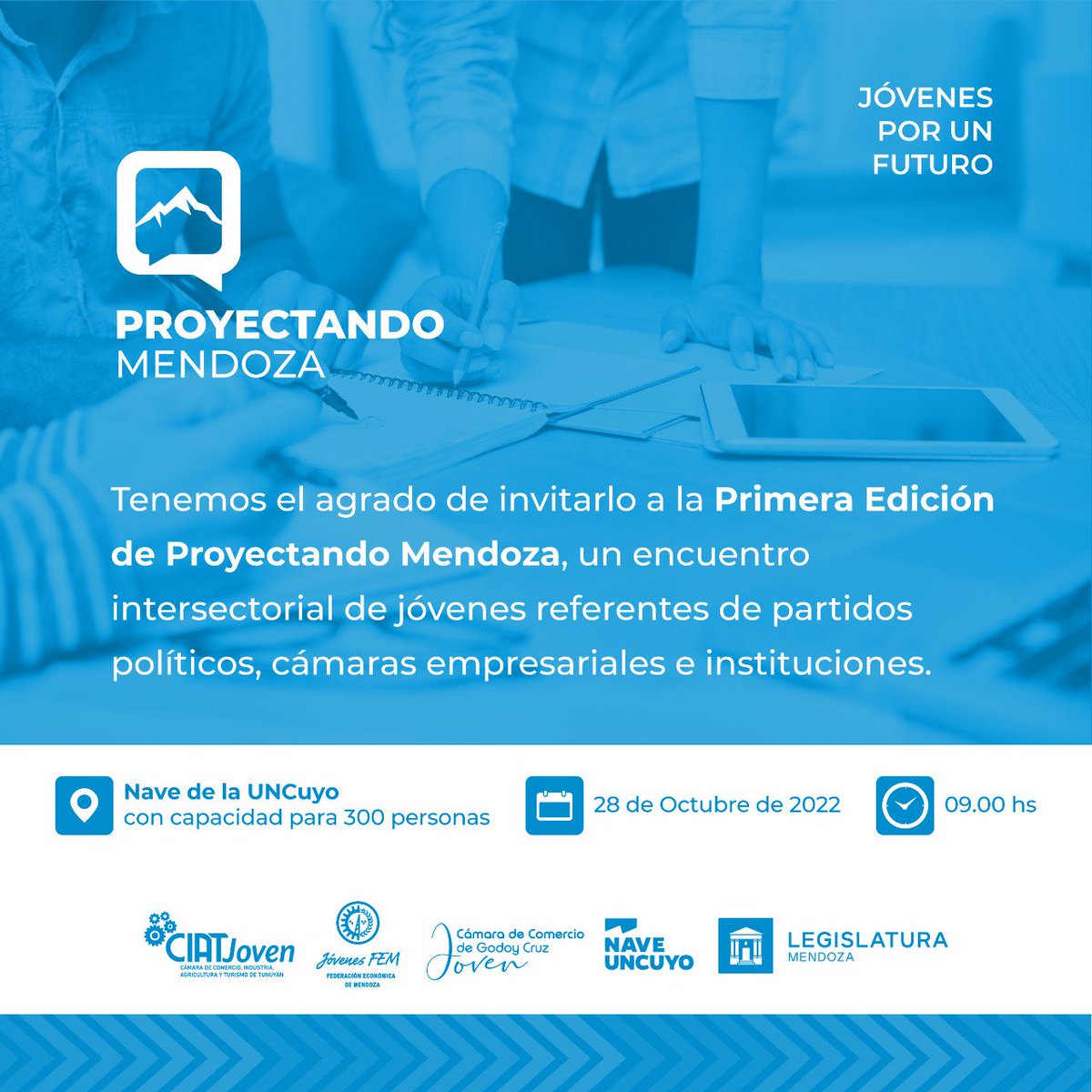 NicoVicchi1's tweet photo. Hoy acompañe a #JUCOVI en la primera edición de #ProyectandoMendoza. Gran iniciativa de @Jovenes_FEM para pensar y trabajar sobre las necesidades de nuestros jóvenes sin grietas políticas dónde prime el consenso, respeto y compromiso por el Bien Común de Mdz. Hay equipo! https://t.co/8JMnPNJd3f