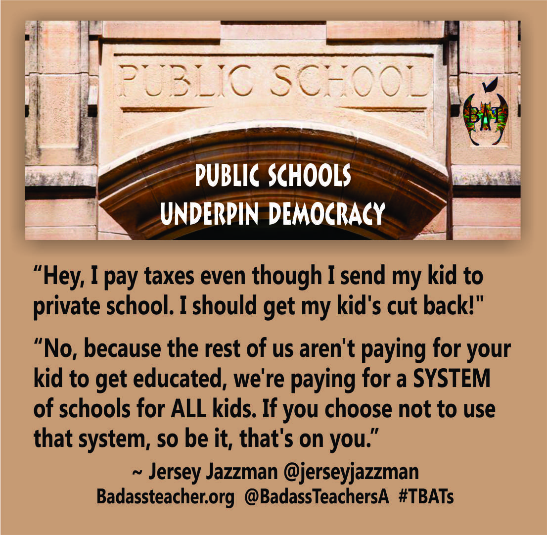 NYStateBATs (@nystatebats) on Twitter photo Public Schools are for everyone. Private Schools are not.
Public Schools have public oversight. Private Schools do not. #TBATs #SupportPublicSchools .@NPEaction .@Network4pubEd .<a href="/massbats/">MassBats</a> .<a href="/NHampshireBATs/">New Hampshire BATs</a> .<a href="/MaineBATs/">Maine BATs</a> .<a href="/ctbadassteacher/">ctbadassteachers</a> .<a href="/VermontBATs/">VermontBATs</a> .<a href="/WVBats/">WV Badass Teachers</a> .<a href="/RhodeIslandBats/">Rhode Island BATs</a> Public Schools are for everyone. Private Schools are not.
Public Schools have public oversight. Private Schools do not. #TBATs #SupportPublicSchools .@NPEaction .@Network4pubEd .<a href="/massbats/">MassBats</a> .<a href="/NHampshireBATs/">New Hampshire BATs</a> .<a href="/MaineBATs/">Maine BATs</a> .<a href="/ctbadassteacher/">ctbadassteachers</a> .<a href="/VermontBATs/">VermontBATs</a> .<a href="/WVBats/">WV Badass Teachers</a> .<a href="/RhodeIslandBats/">Rhode Island BATs</a>