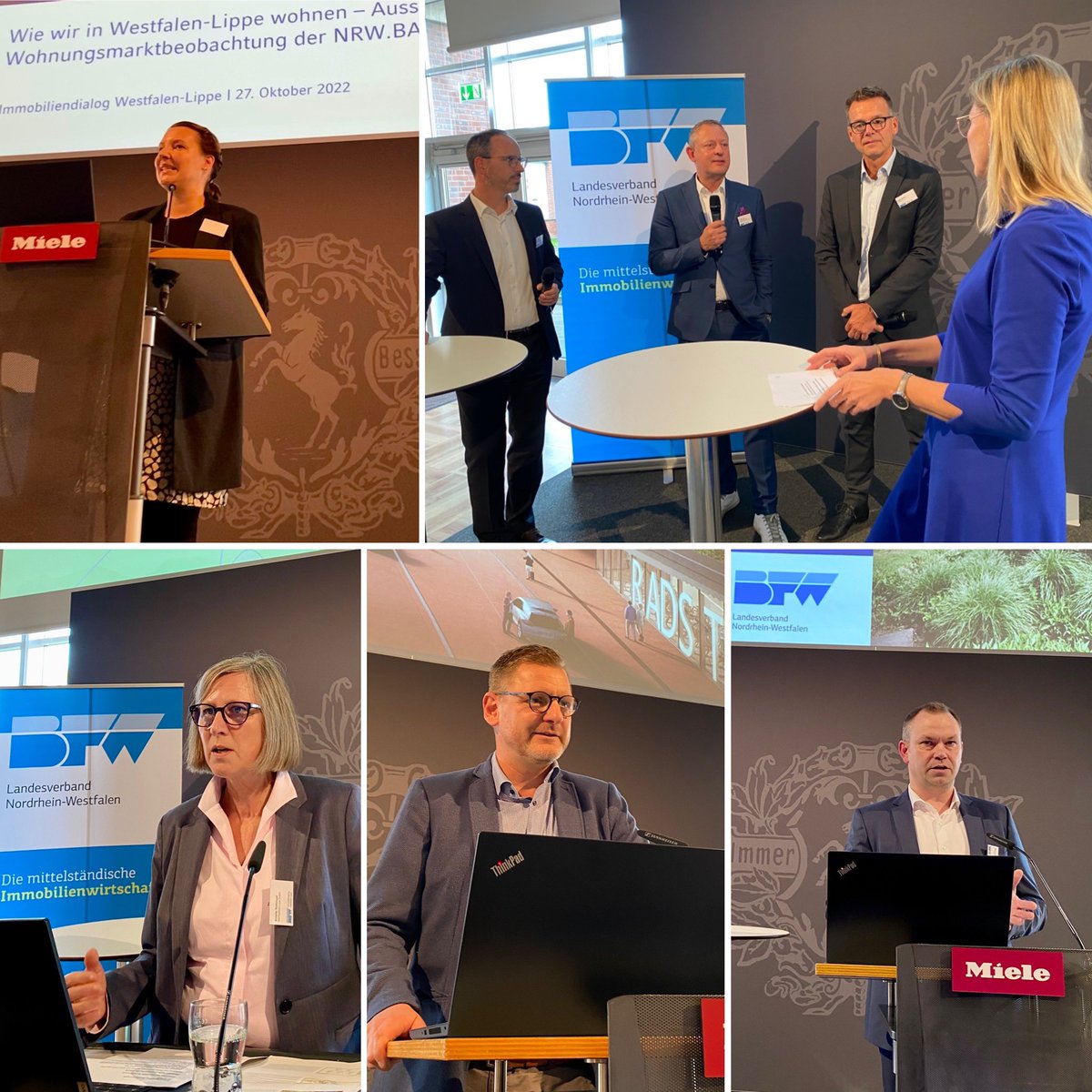 Sie sorgen beim #Immobilien|Dialog #Westfalen-#Lippe für spannende Impulse: Carolin Krüger <a href="/NRWBANK/">NRWBANK</a>, Jens Klar (n.Objekteinrichtung), Ole vom Baur (Miele) und Stefan Schaefer (TECE), Annette Nothnagel <a href="/REGIONALE22/">REGIONALE 2022: UrbanLand OWL</a>, Christian Hehemann (landmarken) und Mario Kling @goldbeck_group.