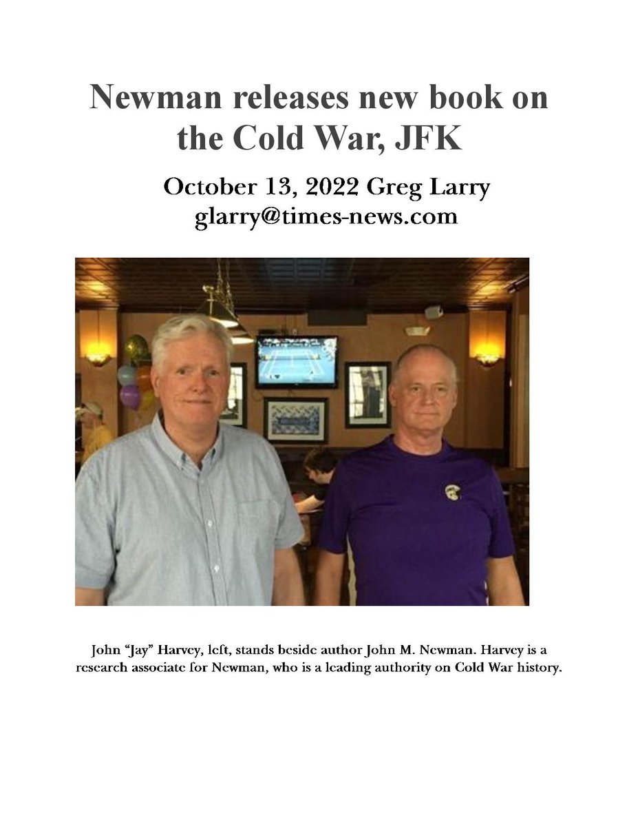 JFKJMN's tweet photo. @Russbarr @jeff_kaye @DoItForMaMa @dan_hanke @TheARRBGuy @DealeyPlazaUK @JFKLancer @LeeHarvey63 @johnhar46484976 Attached is the recent Cumberland (MD) News-Times Article on Popov's Mole. Jay Harvey is a long-time research associate of mine who will join Twitter today. https://t.co/cxC3Zpm9dv