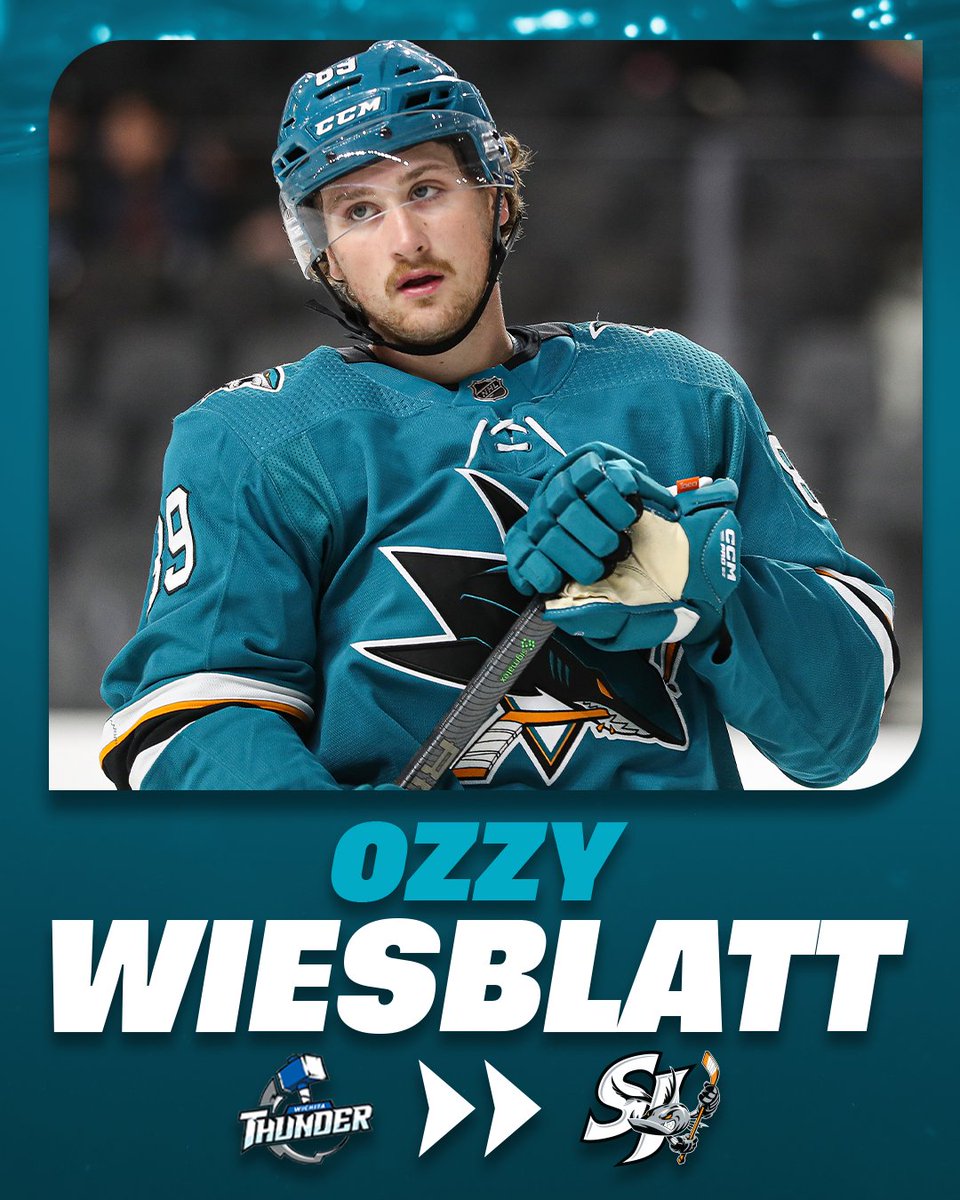 The #SJSharks have reassigned F Ozzy Wiesblatt to the Barracuda from the Wichita Thunder