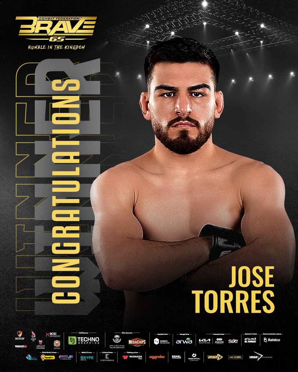 bravemmaf's tweet photo. Congratulations Jose Torres on the big win on your new division at #BRAVECF65 🔥

📺 Stay tuned for the main event of the night

[#BRAVECF65 #BRAVECF #KombatKingdom2022 #Bahrain #yearofchange | #Events #Entertainment #BahrainEvents] https://t.co/ENe9BxLFzS