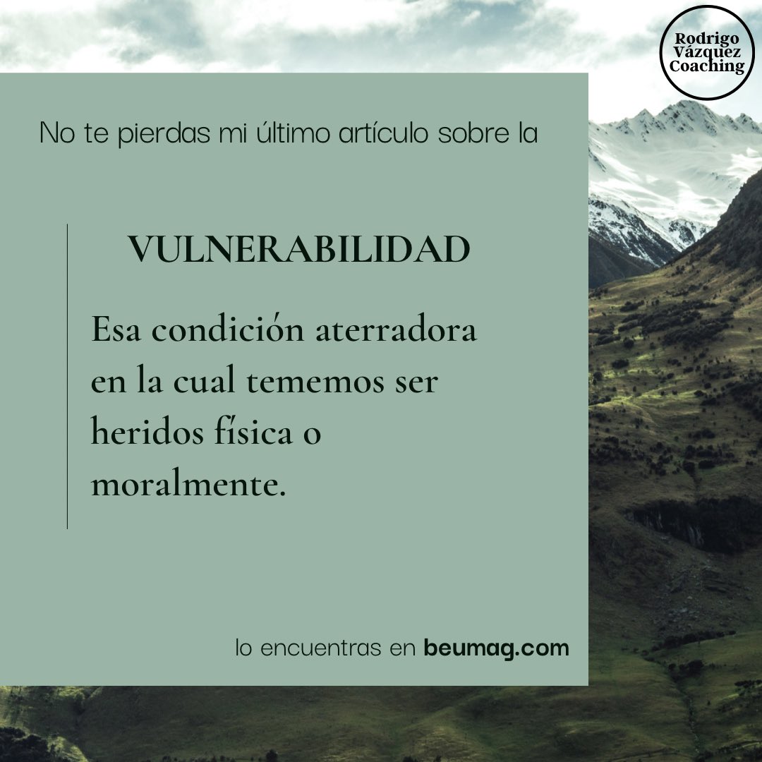 RVazCoaching's tweet photo. Como reaccionas cuando te sientes vulnerable?

Te invito a leer mi último ARTÍCULO: “EL PODER DE LA VULNERABILIDAD”.

Lo encuentras en este enlace https://t.co/LoT7Ja5AMp o directo en https://t.co/watrE62c0e junto con muchos otros de mis artículos.
.
.
.
#rodrigovazquezcoaching https://t.co/KwNVrevoPc
