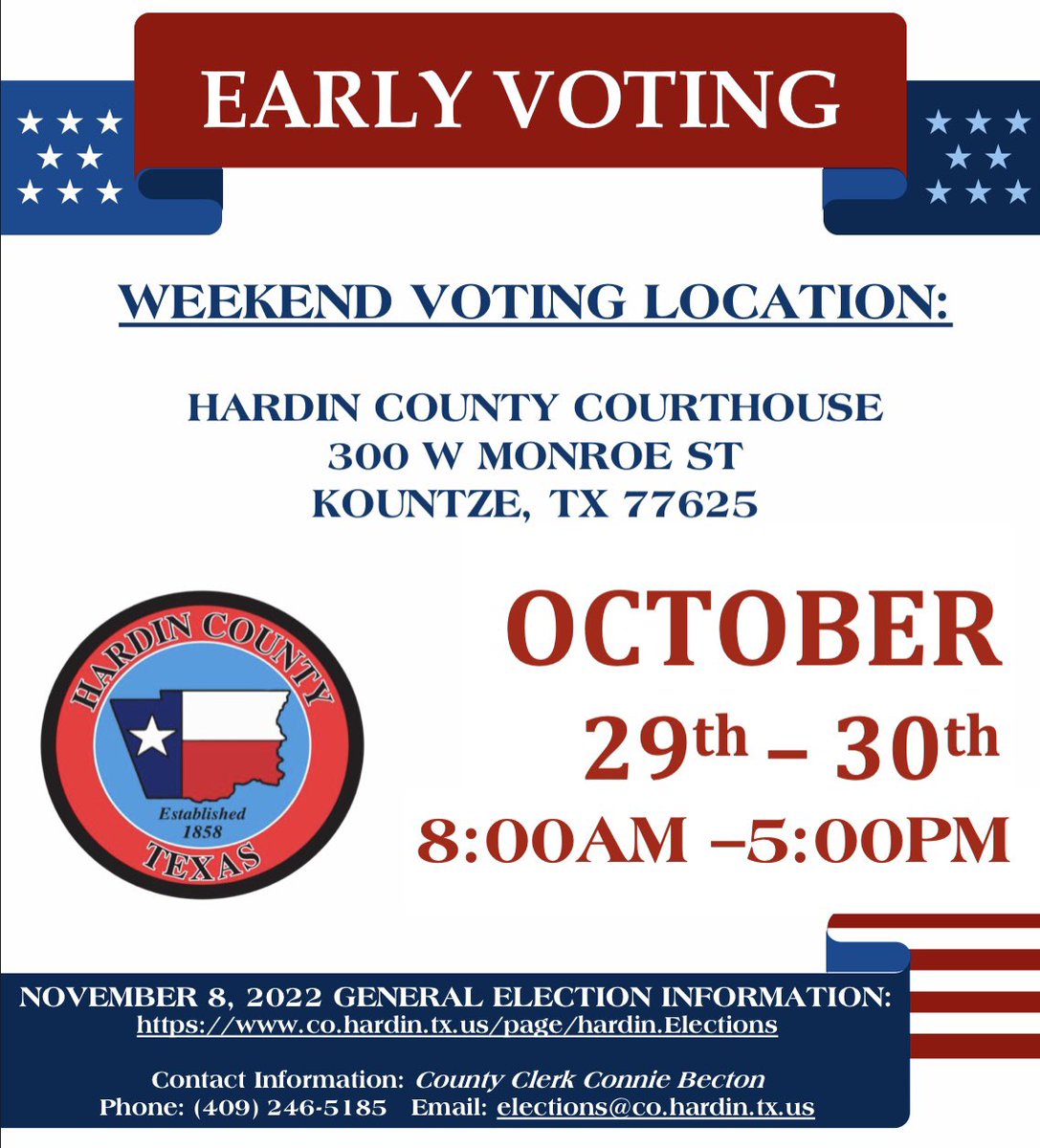 JudgeWM's tweet image. #HardinCounty
#EarlyVoting