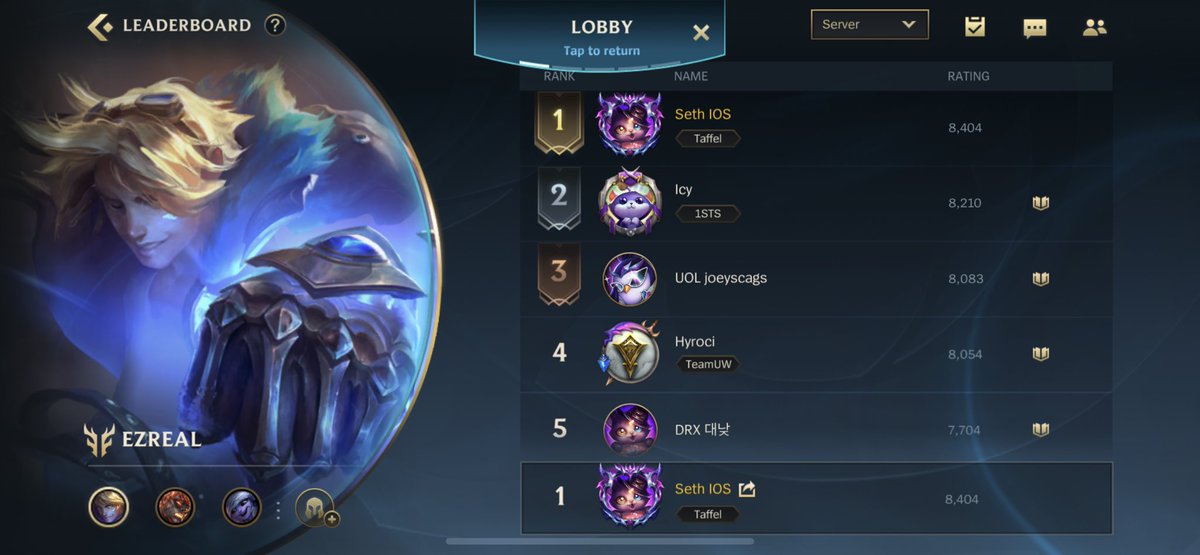 Finally got rank 1 Ezreal in wildrift 🥹